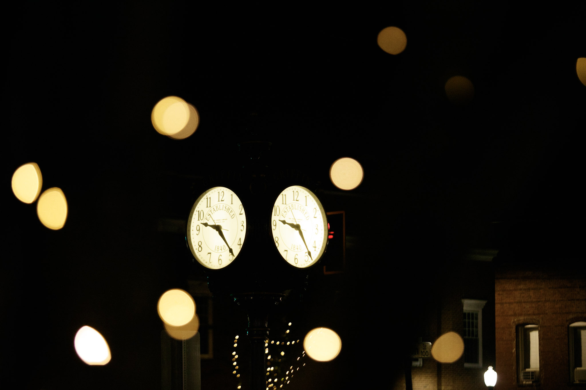 griffin clock at night
