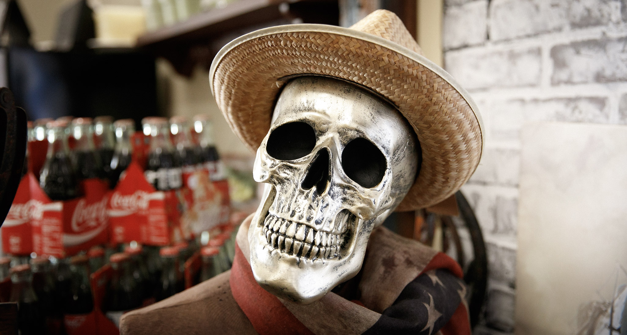 skull with hat on
