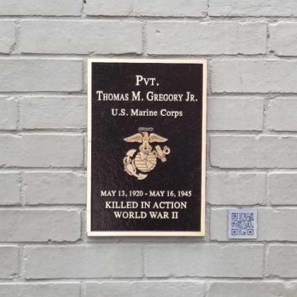Pvt. Thomas M. Gregory Jr. sign