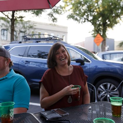 people drinking outside