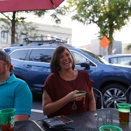 people drinking outside